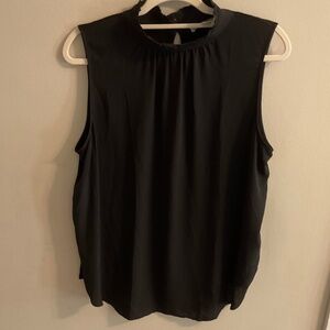 Black Silk Tank with Ruffle Collar - Loft